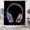 music shower curtain graffiti dj music headphones boy shower curtain 180x 180cm polyester fabric bathroom decoration