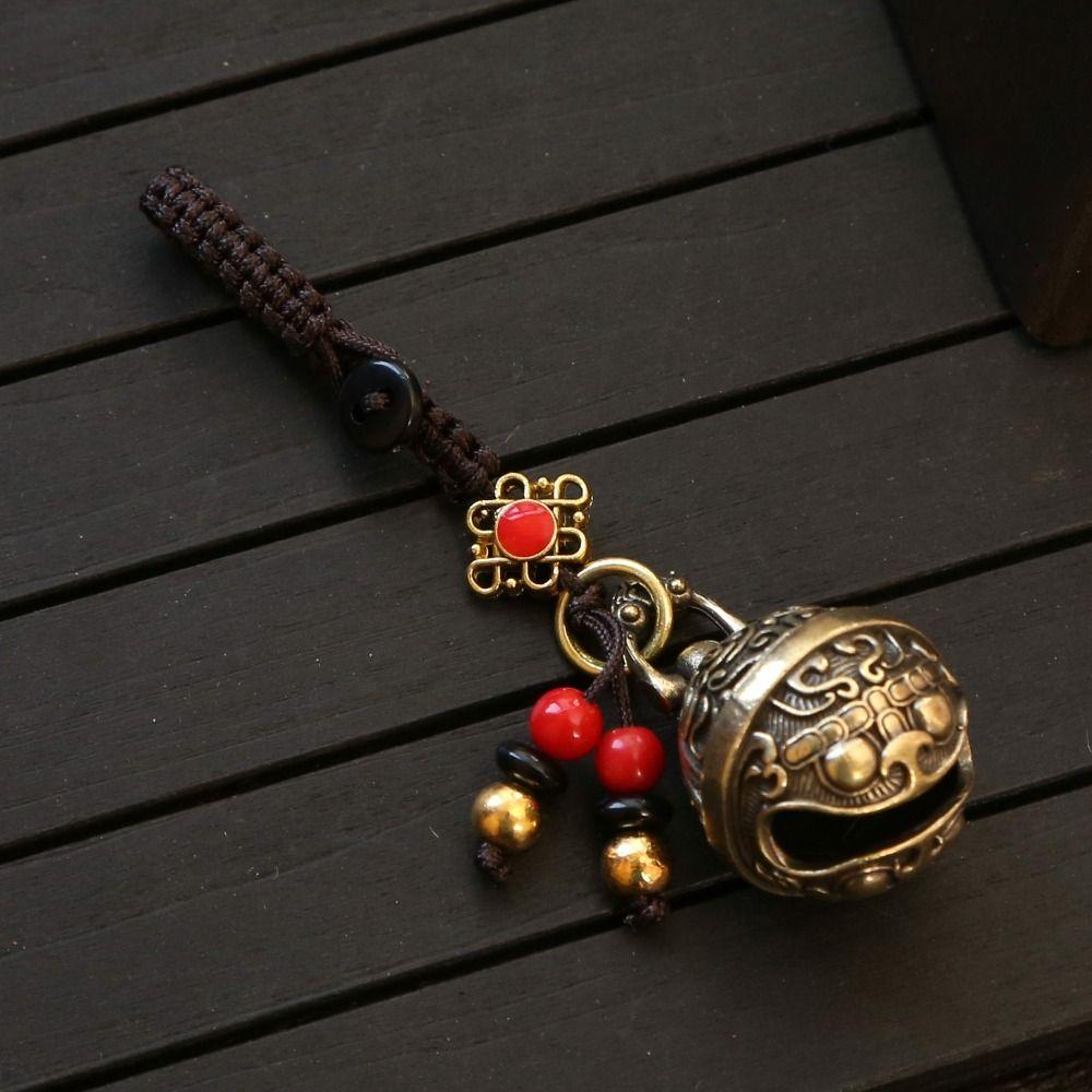 Латунный латунный брелок для ключей в виде колокольчика, брелок для ключей в виде веревки, брелок для ключей в виде мантры для женщин
