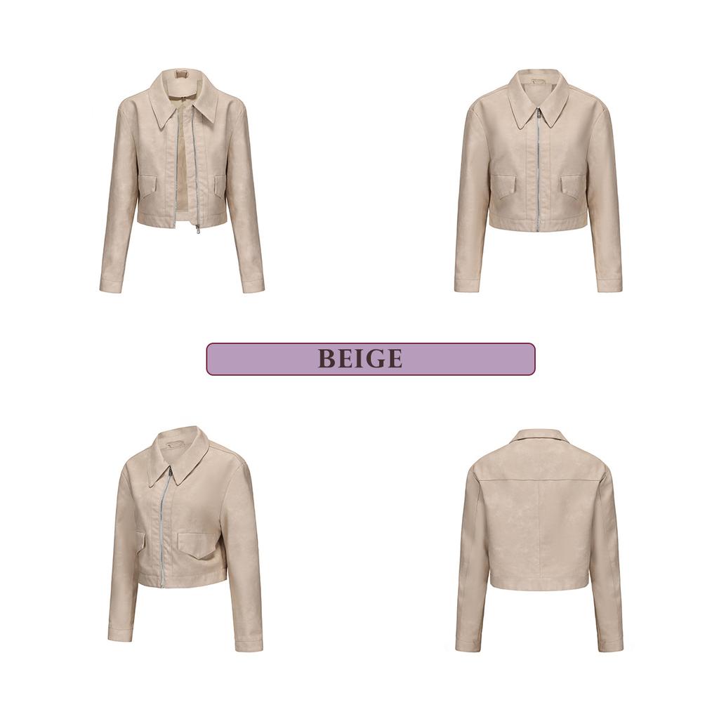 Spring and Autumn Thin Leather Jacket Women's Long Sleeve Casual Ladies Coat Fashion Leather Jacket