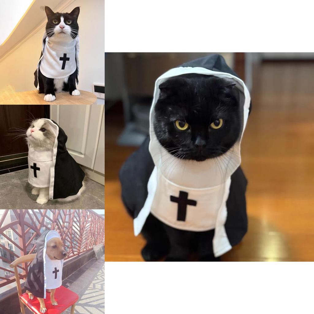 Nun Style Pet Costume Breathing Material Fun Photo Prop For Small And Medium Pets