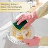 Thick Waterproof Latex Kitchen Gloves - Beige and Mint Green, Non-Slip Grip for Dishwashing Cleaning Household Items Materials