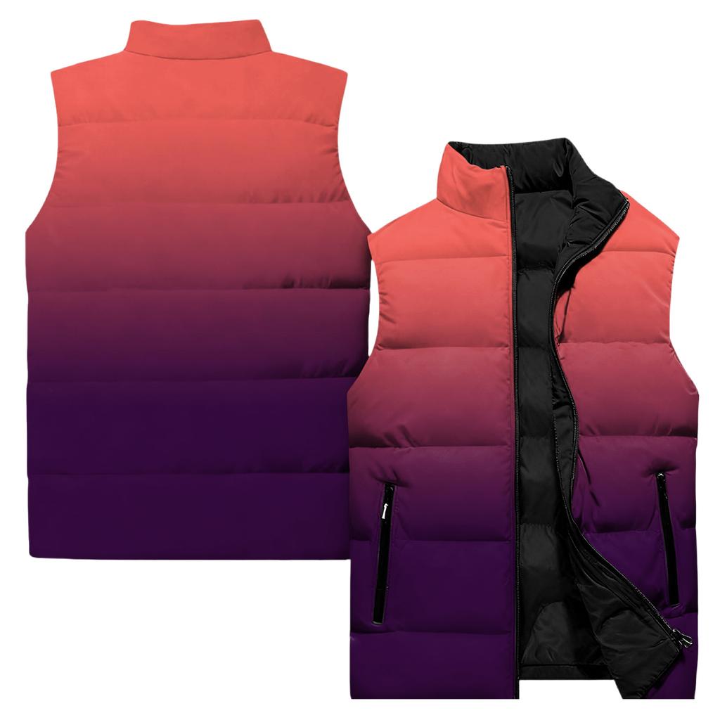 Ladies' Casual And Fashionable Sleeveless Vest Gradient Color Printing Cotton Jacket