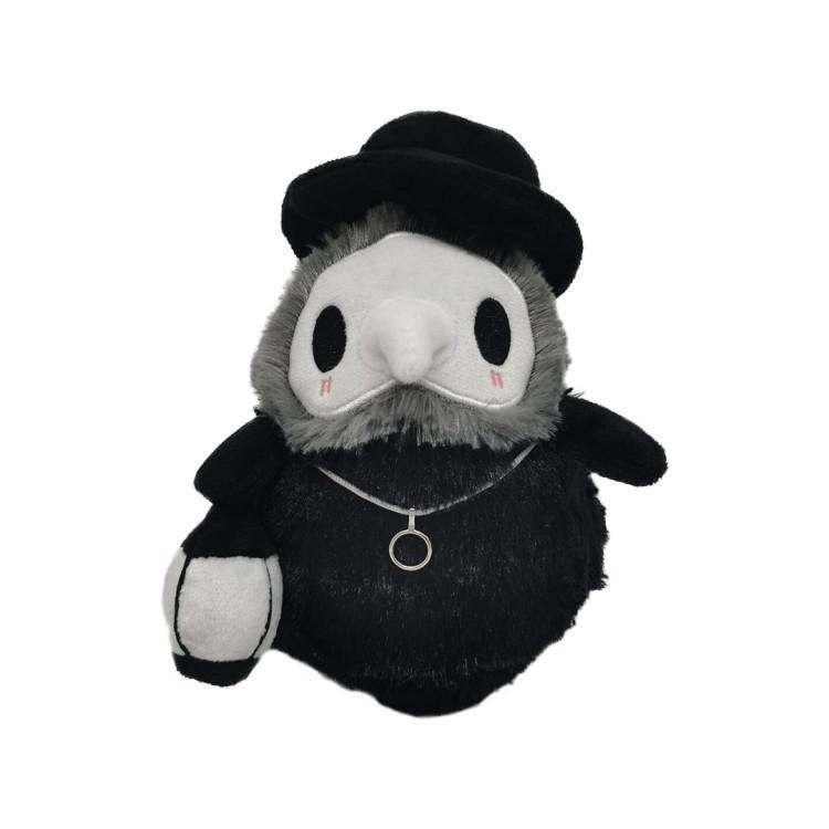 Glow in the Dark Plague Doctor Plush Toy, Absorbing Light Nurse Crow Stuffed Animal, Scary Cute Doll Gift for Halloween