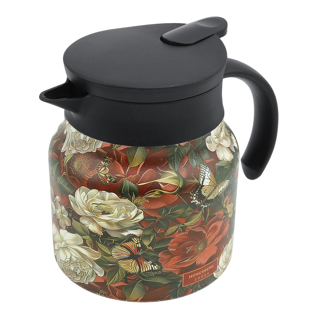 Чайник из нержавеющей стали Винтажный чайник с цветочным узором с ситечком Съемный изолированный чайник Бытовой чайник