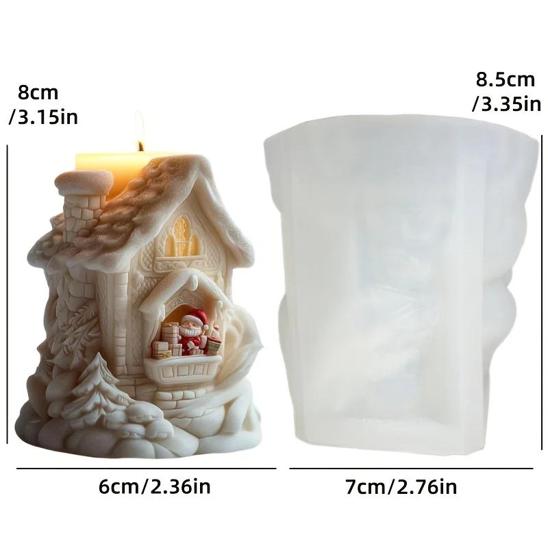 Santa Claus Hold Gift Scented Candle Silicone Mold Smile Santa Claus Holding Gift Box Scented Resin Plaster Molds Christmas Gift