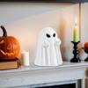 Halloween Ghost Figurine Resin Spooky Finger Ghost Statue Small White Ghost Tabletop Ornaments for Indoor Home Office Desk Decor