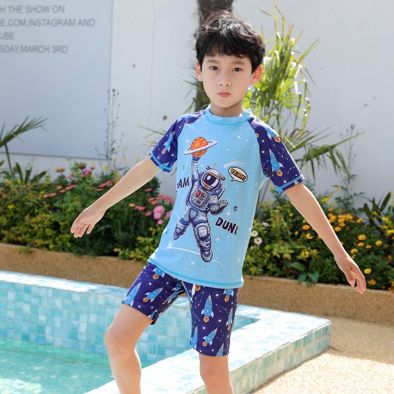 2023 Boys' Quick-Dry Swimwear Set: Split Style Swimsuit with Trunks for Children, Available In Small, Medium, Large