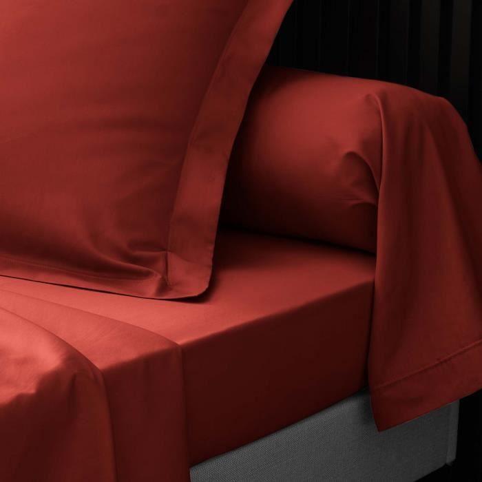 Drap plat - Percale de coton - 180 x 290 cm - Lavable - OEKO-TEX® - Doux et souple