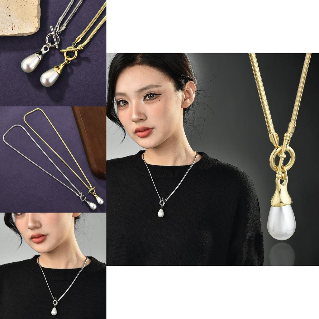 Elegant And Chic Long Water Drop Pearl Necklace For Women Ideal For Layering And Versatile Styling
