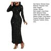 Women's Sequin Bodycon Neck Long Sleeve Maxi Dress Sparkly Crew Mermaid Dress Formal Party