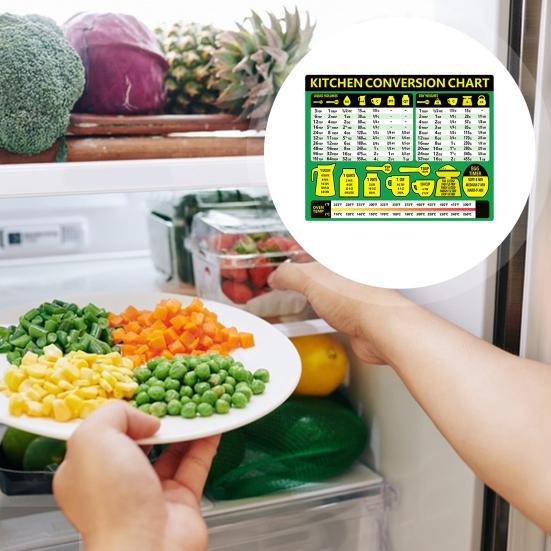 Магнитная таблица кухонных преобразований Метрическая кулинария Отличный магнит Нескользящая таблица-руководство Жидкие объемы Сухие веса Жидкие преобразования Кухня