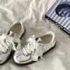 Spring and Autumn New Silver German Training Shoes Retro Casual Sports Board Shoes Versatile Flat Lace Edge White Shoes