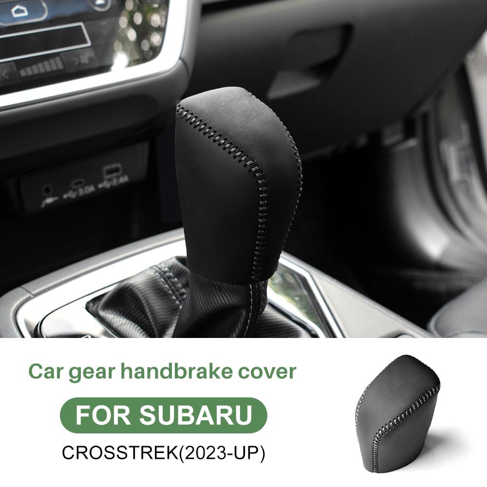 Top Suede For Subaru Crosstrek 2024 For Impreza 2024 Manual Shifter Knob Cover Hand-stitched Leather Gear Handbrake Accessories