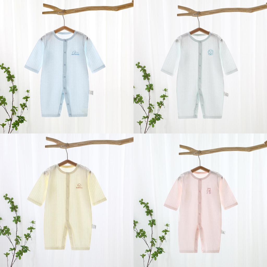 Baby Summer Cotton Romper With Long Sleeves For Newborns And Infants