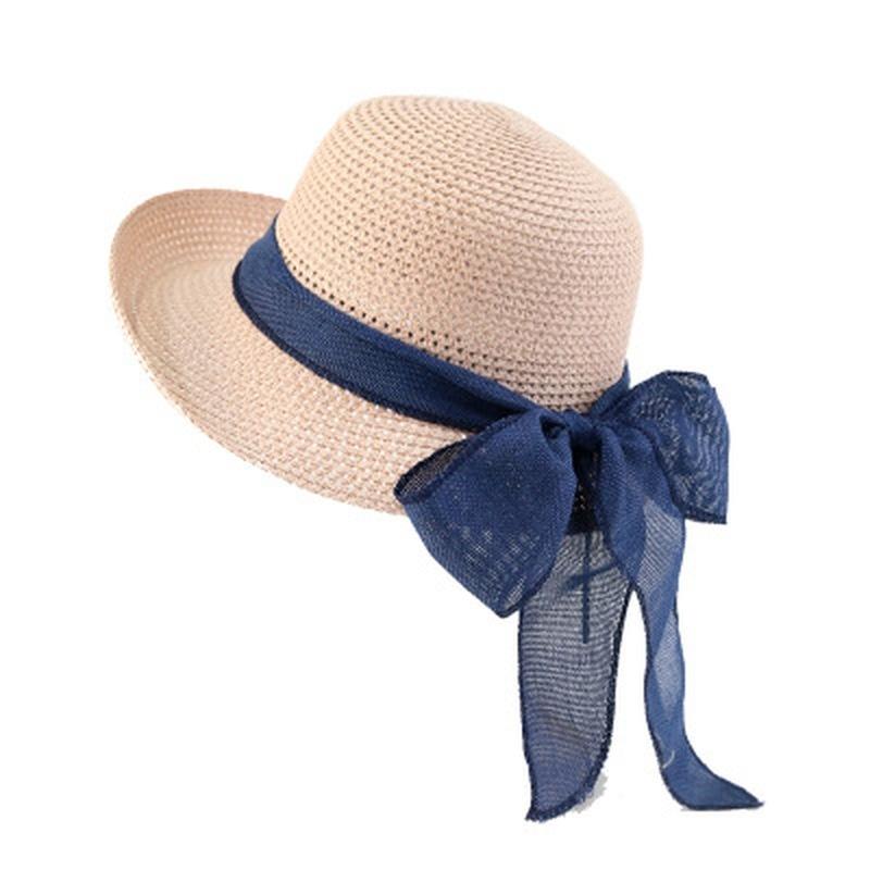 Летняя пляжная шляпа женская повседневная шляпа женская соломенная шляпа с бантом на плоской кромке для девочек солнцезащитная шляпа