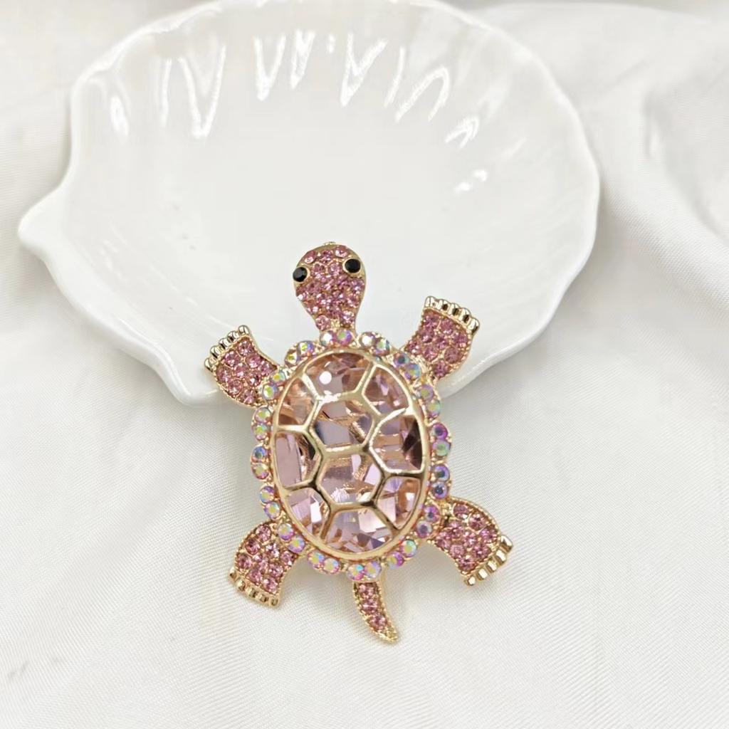 Cute Women Kids Turtle Transparent Rhinestone Brooches Pins Classic Shiny Boutique Decoration Animal Exquisite Badges Corsage