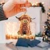 Highland Cattle Cow Animal Decoration with Bead Chain Hanging Toy DIY Keychain Pendant Decoration Backpack Ornament Birthday