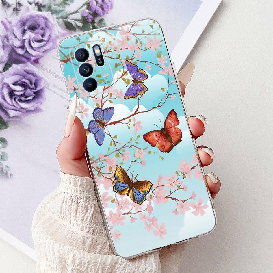 For OPPO Reno 6 6Z 5G Case CPH2237 CPH2251 Cover Fashion Flower Soft Silicon Bumper on OPPO Reno6 Pro CPH2249 Reno6 CPH2235 Capa