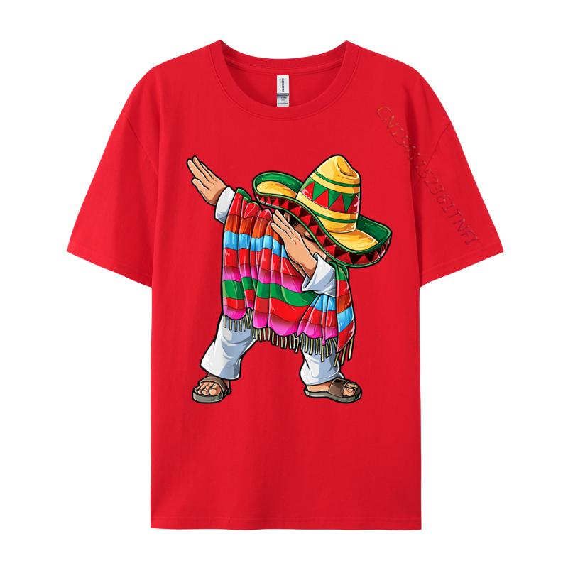 Dabbing Mexican Poncho Cinco De Mayo Men Sombrero Dab Hot Sale Mens T Shirt Premium Cotton Family Tops Shirt Funny Men Tshirt