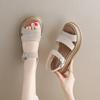 Модные женские сандалии Лето Новая мода Ретро Толстая подошва Сандалии на платформе Женские Роскошные С открытым носком Повседневные Пляжные Шлепанцы Женская обувь