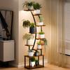 Indoor Plant Stand 155CM Tall with Grow Lights, 9 Tiered Shelf, Metal 155cm Large Holder Shelf Display Rack Holder, Half-Moon Flower for Living Room