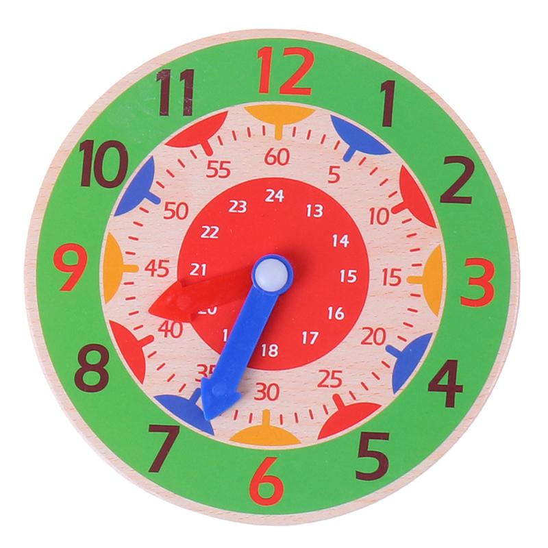 Children Montessori Wooden Clock Toys Hour Minute Second Cognition Clocks
