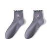 Women's Spring and Summer Thin Short Socks with Perforated Mesh, Breathable and Antibacterial, Ballet-style Embroidered Bow Cotton Socks
