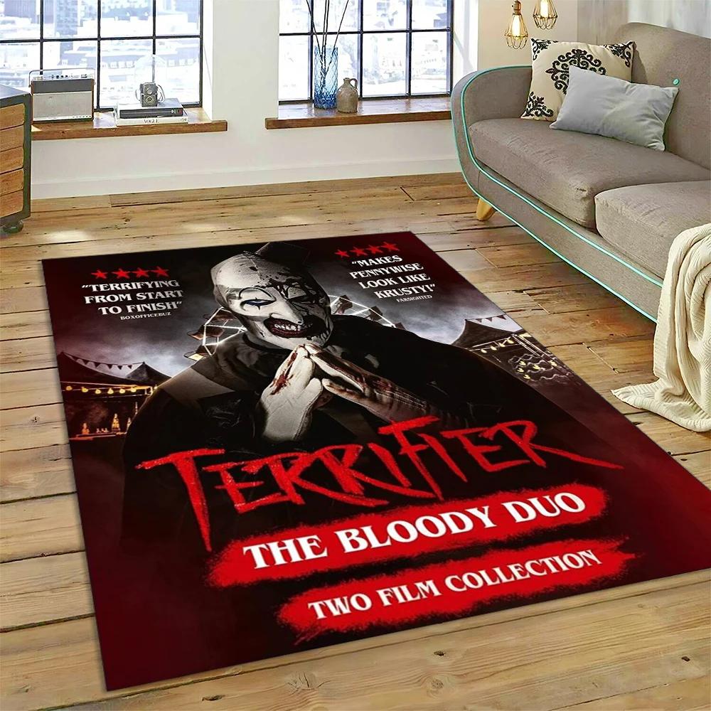 2025 New Style Terrifier 3 Horror Clown Movie Carpet Rug for Bedroom Living Room Home Sofa Decoration,kids Play Decor Floor Mat