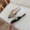 New Spring Pearl Flats Women Wedding Shoes Pointed Toe Female Dress Moccasins Low Pearl Heel Ladies Fashion Luxury Style Size 43