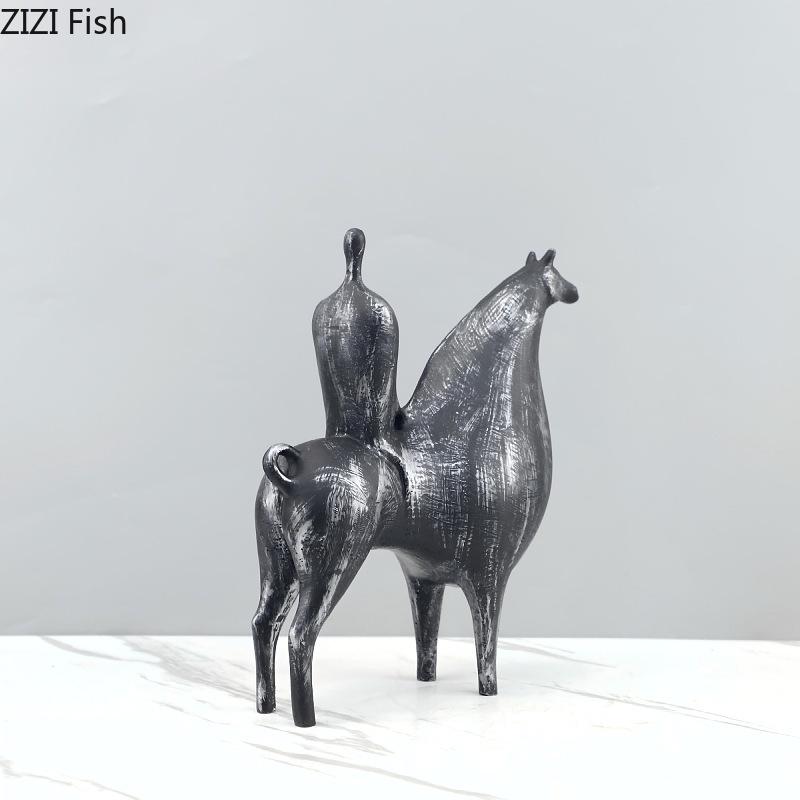Abstract Art Horseman Statue Desk Decoration Minimalist Rider Figures Sculpture Resin Crafts Ornaments Room Aesthetic Decor