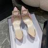 Fashion Temperament Celebrity Women's High Heels 2025 Spring and Summer New Small Fragrant Style Square Buckle Pointed Single Shoes High Heels Women