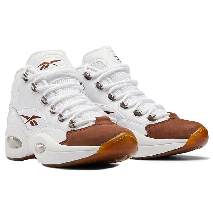 Reebok Мужские кроссовки Question Mid с моккасиновым носком, белые, обувь - белая, кисть-коричневая GX0241