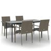 VidaXL Garden Dining Set Cushions 5 Pcs Black and Grey, Dining Set, Dining Set 3185128
