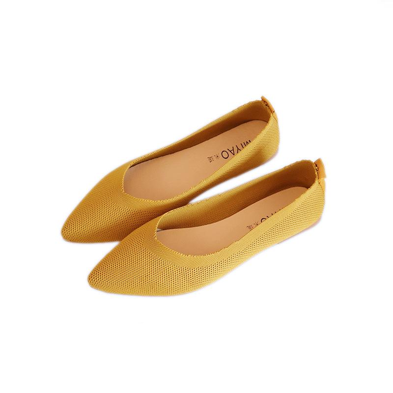 Женские вязаные туфли-лодочки из флайнита с острым носком - Лоферы на мягкой подошве для весны и осени