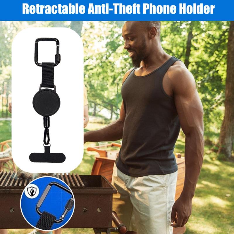 Anti-Theft Phone Tether Retractable Phone Lanyard Tether Cellphone Tab Strap with Carabiner Anti-Drop Harness for Outdoor Hiking
