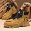 Autumn Men's Platform Boots Street Trend Men's Casual Motorcycle Boots 2024 New Comfortable Breathable Wear-resistant Work Boots