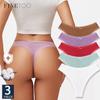 FINETOO 3 шт./компл. женские хлопковые трусики 5 однотонных цветов с низкой посадкой, стринги с нитью, модное сексуальное белье, дышащие трусики