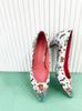 In The Balcony Marie Flower Python Pointed Pumps 7Cm Heel