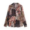 2025 Spring Women's V-Neck Printed Casual Shirt