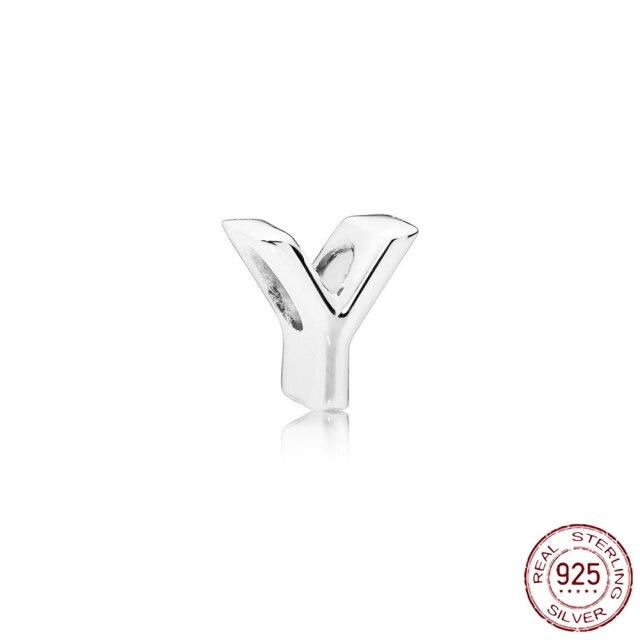 Браслет-подвеска из серебра 925 пробы с буквами AZ и буквами, бусины с именем для женщин, DIY кулон, изготовление ювелирных изделий