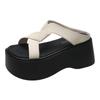 Fashion Summer Women Slippers Beach Flip-Flops Ladies Chunky Leather Shoes Wedge Heels Outside Sandals Woman High Platform Slippers 8CM