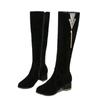 Winter New Women's Long Boots Fashion Rhinestone Thick-heeled High-heeled Knee-high Boot Zipper Retro Knight Boot Women Shoes