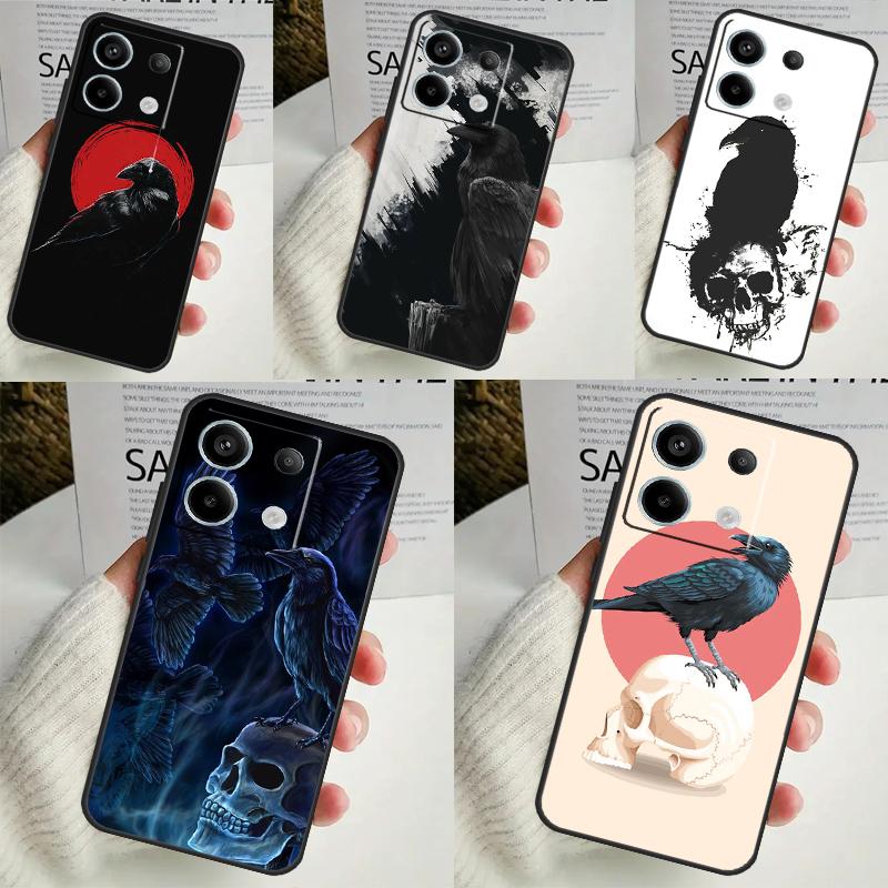 Чехол Crow Raven Dark Skull для Xiaomi Redmi Note 13 12 10 8 9 11 Pro 12S 10S 11S Redmi 13C 10A 10C 9C 12C Cover