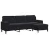 3 Seater Sofa with Ottoman in Black 210 cm Velvet