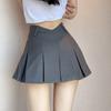 Pleated Skirt for Women A-line Solid Slim Black V-Waist Skirt Academy Style Sexy Anti Shining Uniform Y2k Grey Skirts Short
