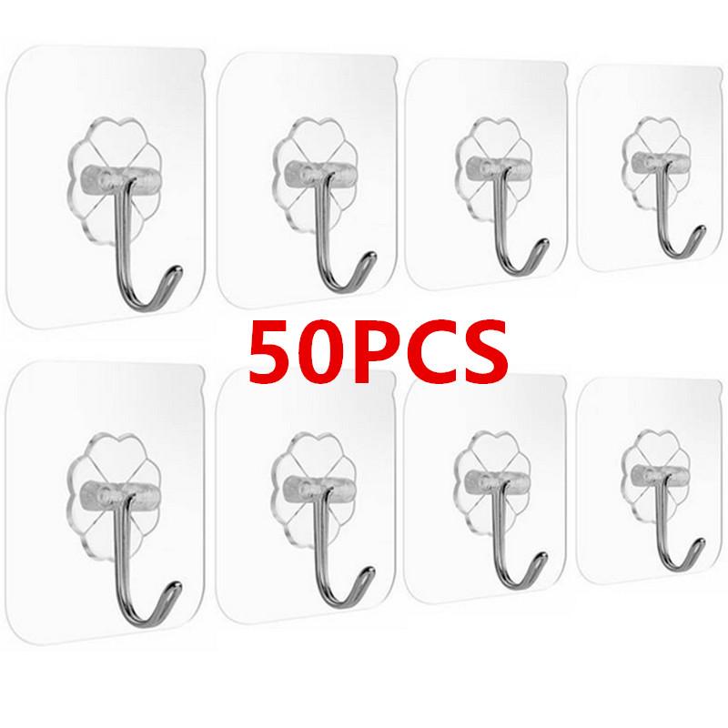 1/10/20/50/100 шт. Самоклеящиеся крючки Настенные крючки Прозрачные Многоцелевые крючки Крючок для ключей/полотенца на дверь/стену Для ванной комнаты кухни