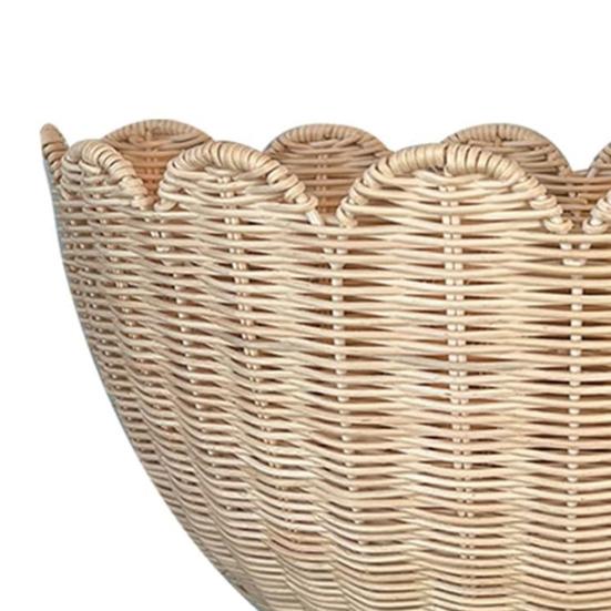 Yousheng 1/2Pcs Hand Woven Scalloped Rattan Wall Basket Rustic Bohemian Style Hanging Storage Organizer Wall Decor
