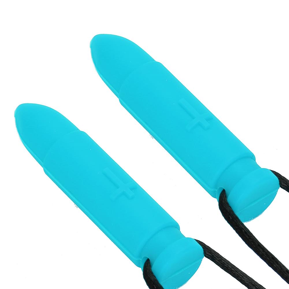 2pcs Silicone Teether High Temperature Resistant Waterproof Chewing Pendant NecklaceSky Blue