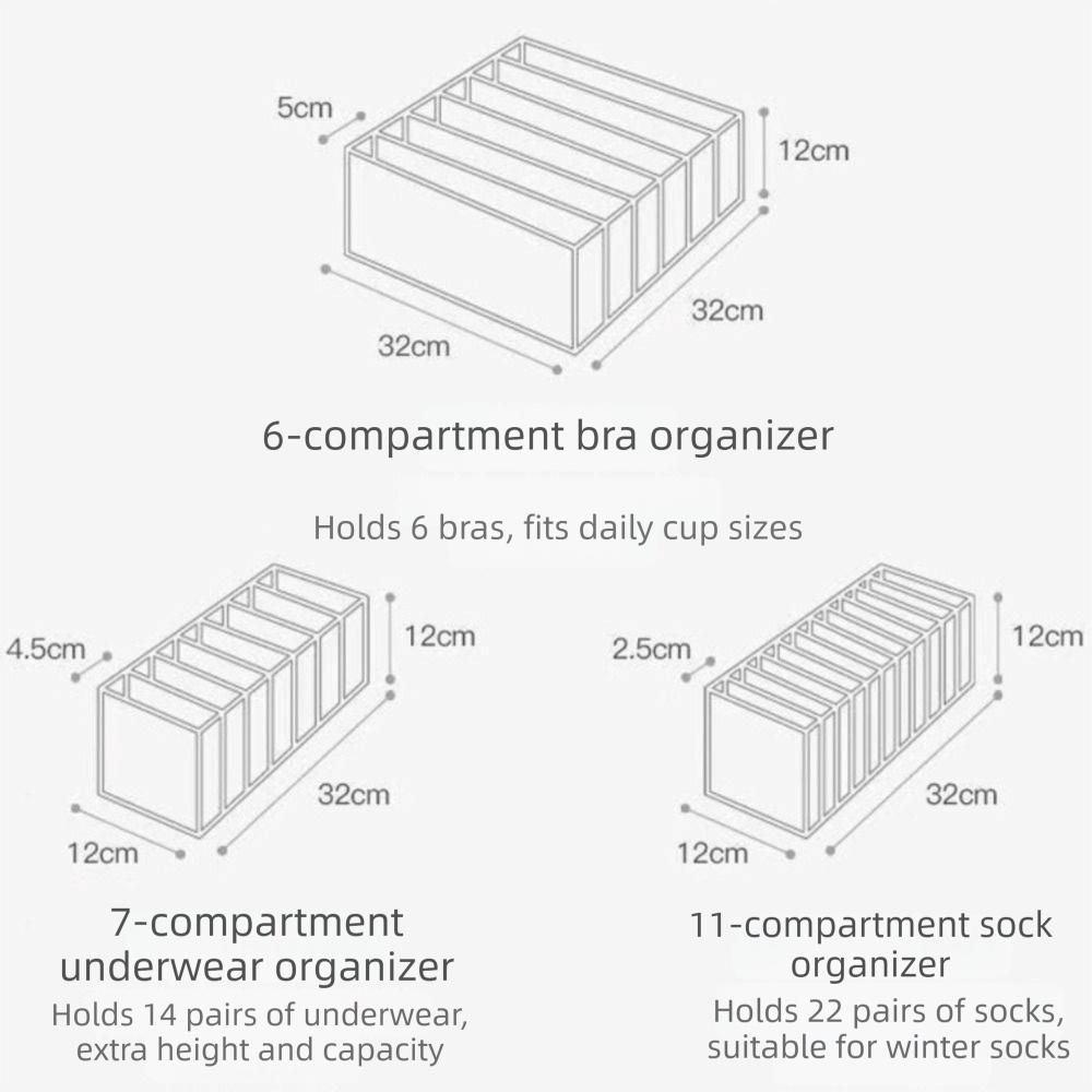 Divider Box Underwear Drawer Organizer Foldable Drawer Divider Storage Box Underpants Storage