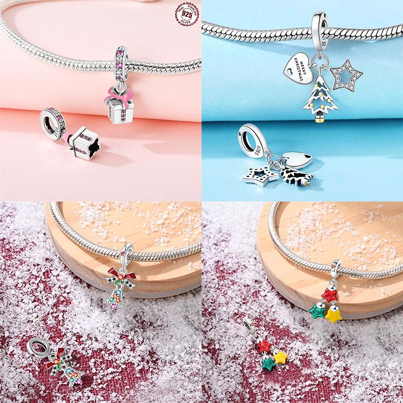Charm Bead Charms Christmas Collection Christmas Hat Socks Bell Snowman copper Bead Charms Pendant Women Authentic Bracelets Do It Yourself Christmas